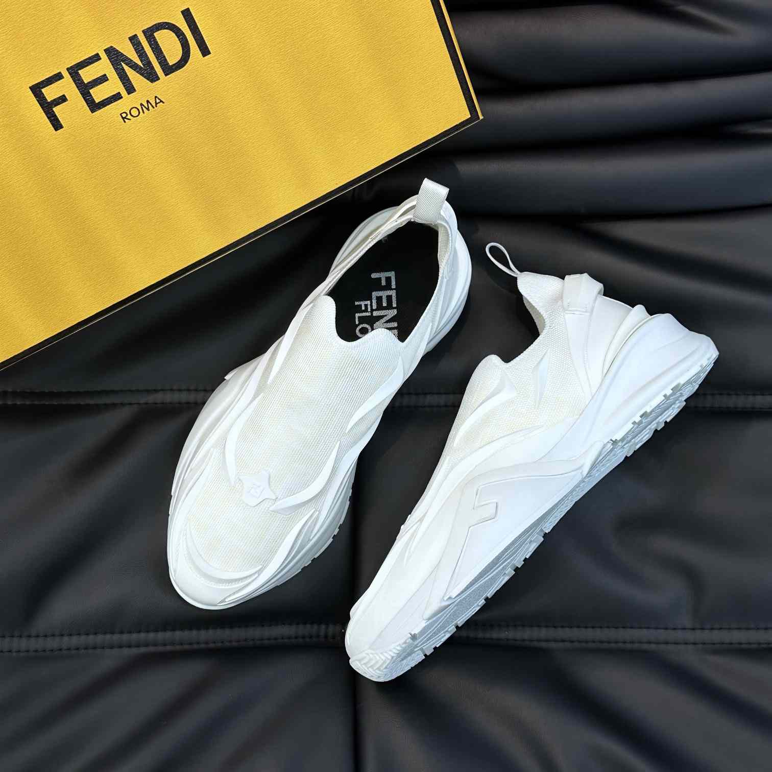 Fendi Flow White Mesh Running Sneakers - DopestKickz