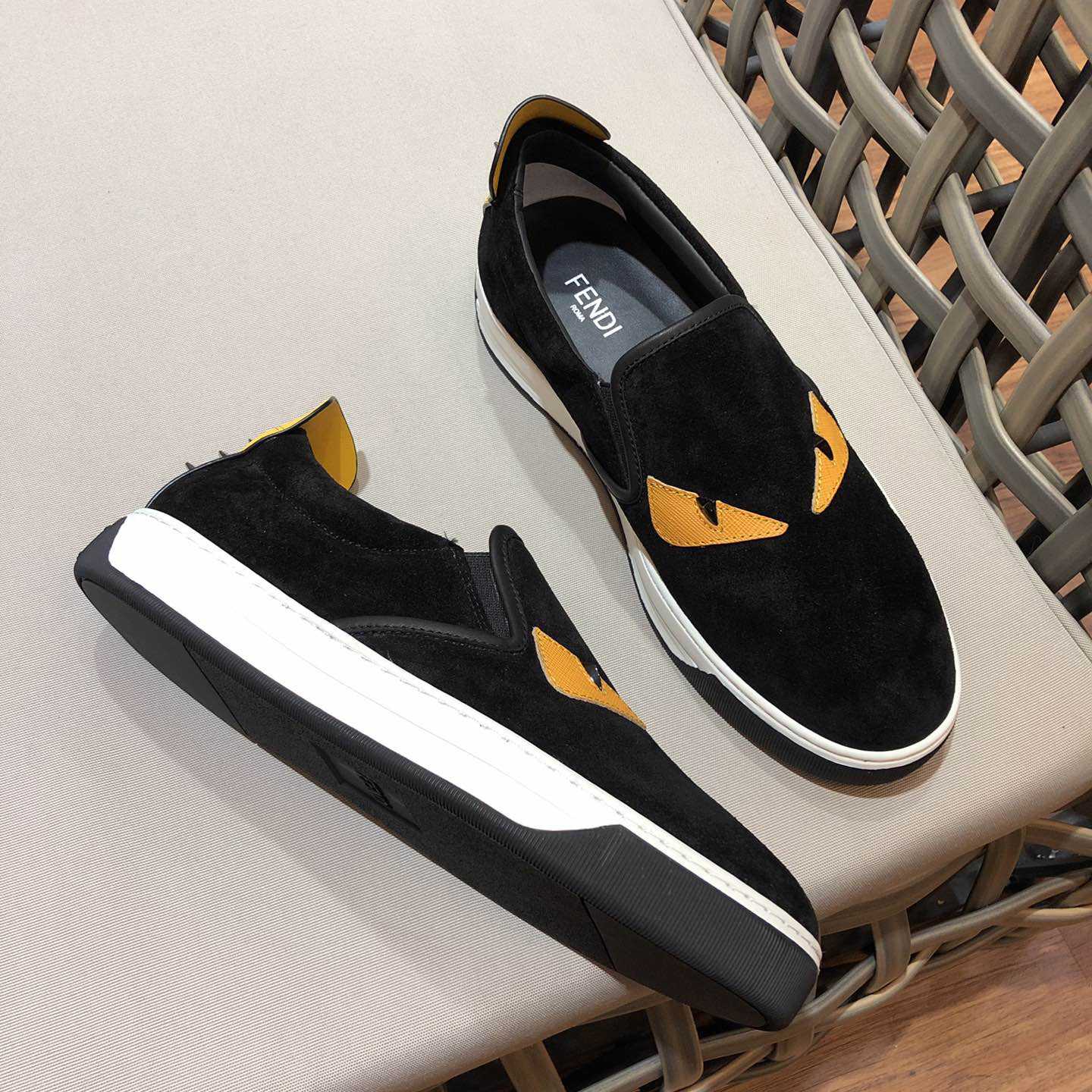 Fendi Men's Black Loafer Monster Eyes - DopestKickz