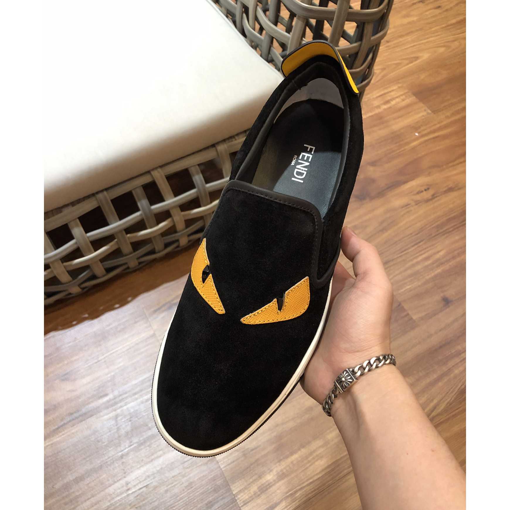 Fendi Men's Black Loafer Monster Eyes - DopestKickz
