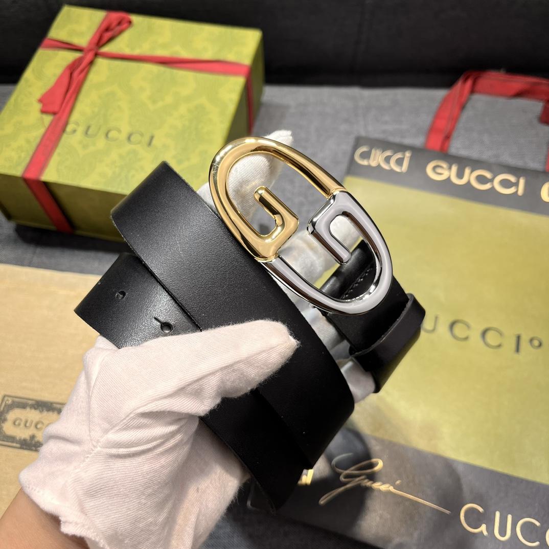 Gucci Belt With Two-toned Metal Buckle - DopestKickz
