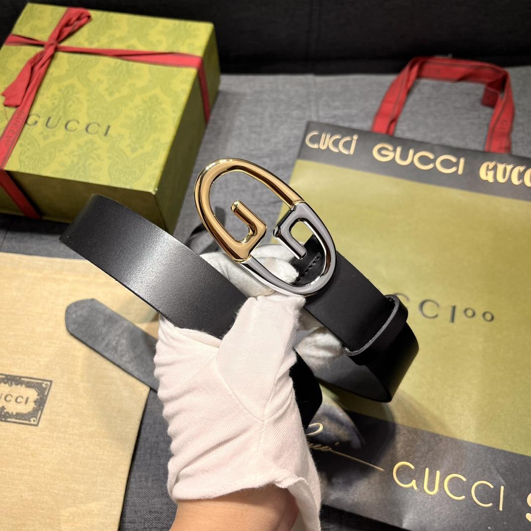 Gucci Belt With Two-toned Metal Buckle - DopestKickz