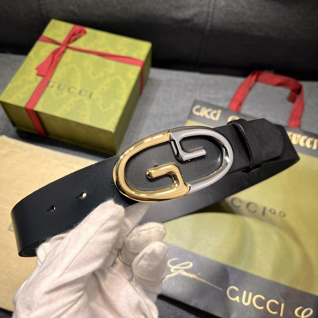 Gucci Belt With Two-toned Metal Buckle - DopestKickz