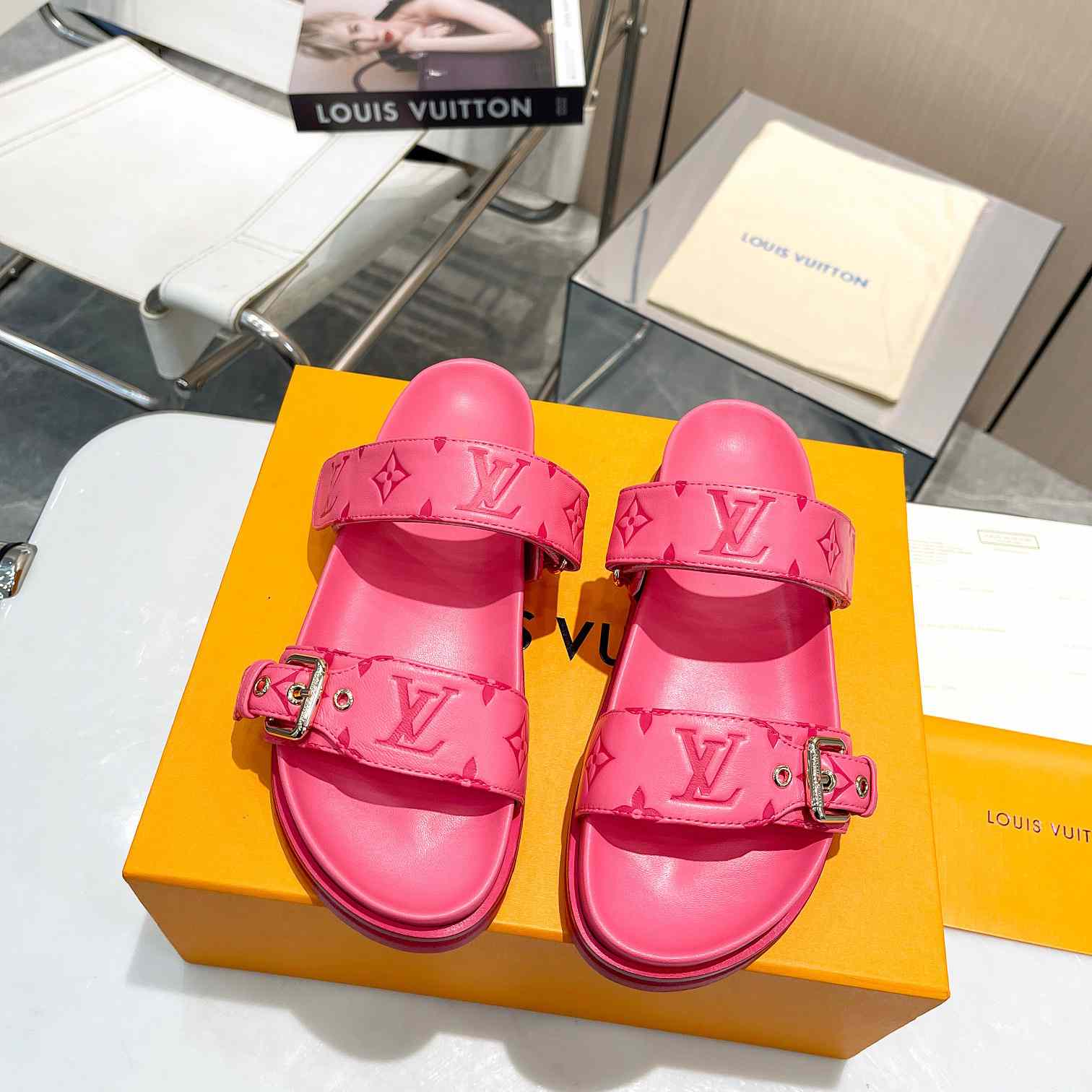 Louis Vuitton Bom Dia Flat Comfort Mule   1AB38P - DopestKickz