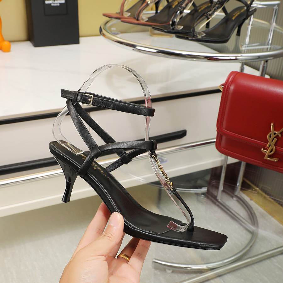 Saint Laurent Cassandra 65mm Leather Sandal    - DopestKickz