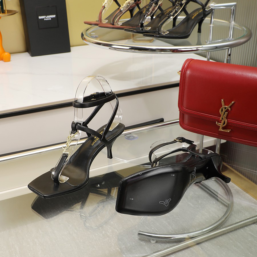 Saint Laurent Cassandra 65mm Leather Sandal    - DopestKickz