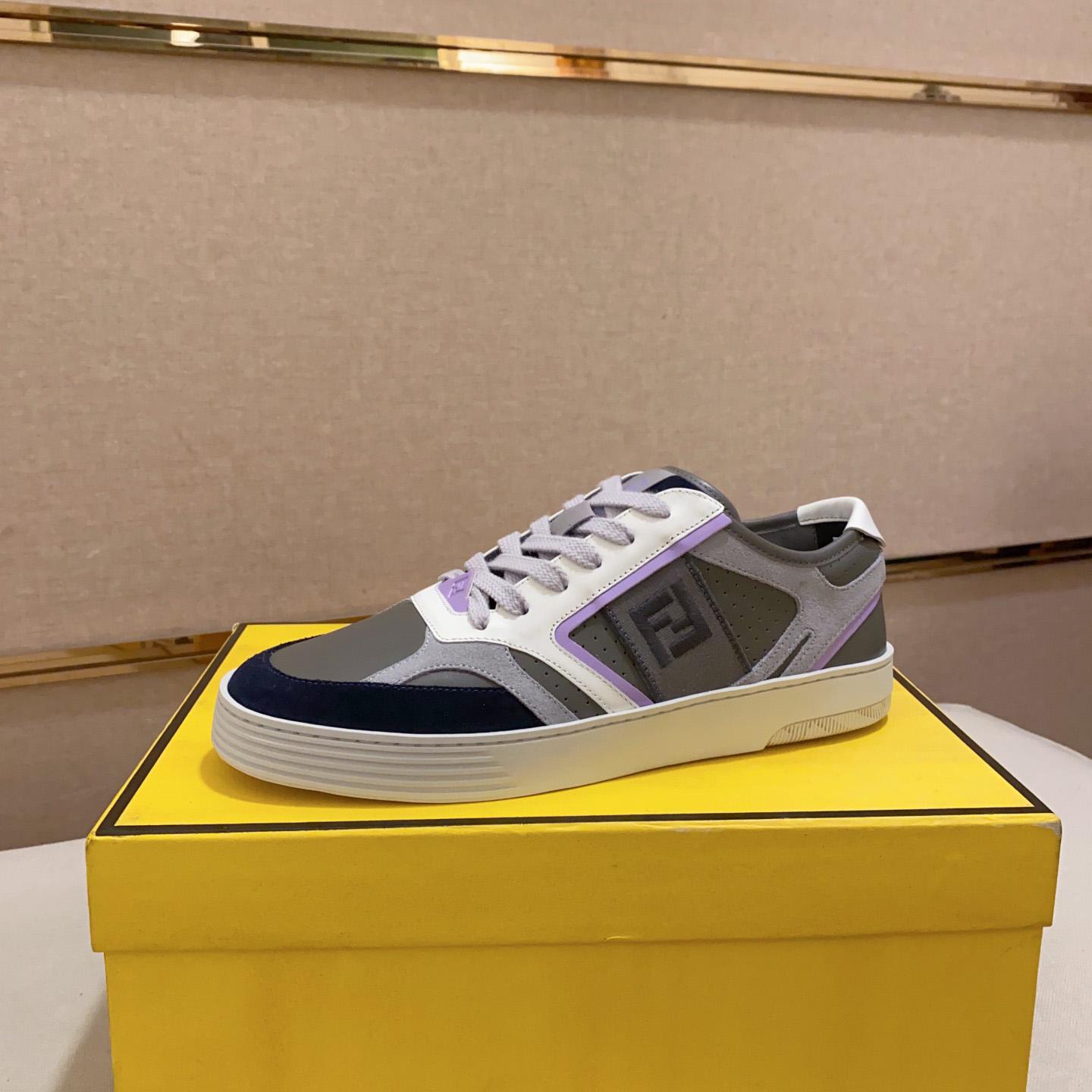 Fendi Step Gray Leather Low-tops Sneakers - DopestKickz