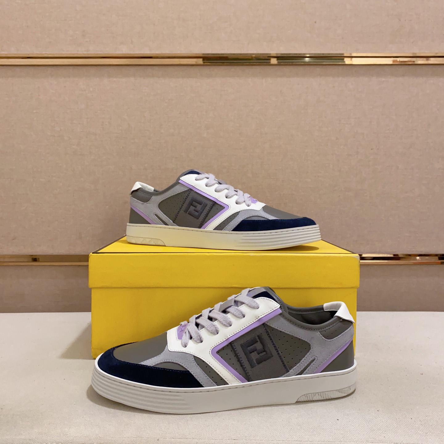 Fendi Step Gray Leather Low-tops Sneakers - DopestKickz