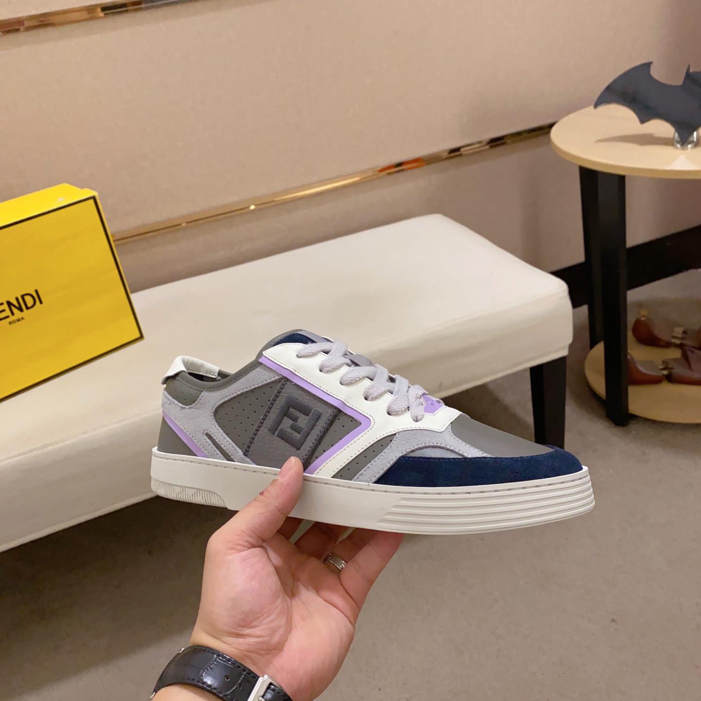 Fendi Step Gray Leather Low-tops Sneakers - DopestKickz