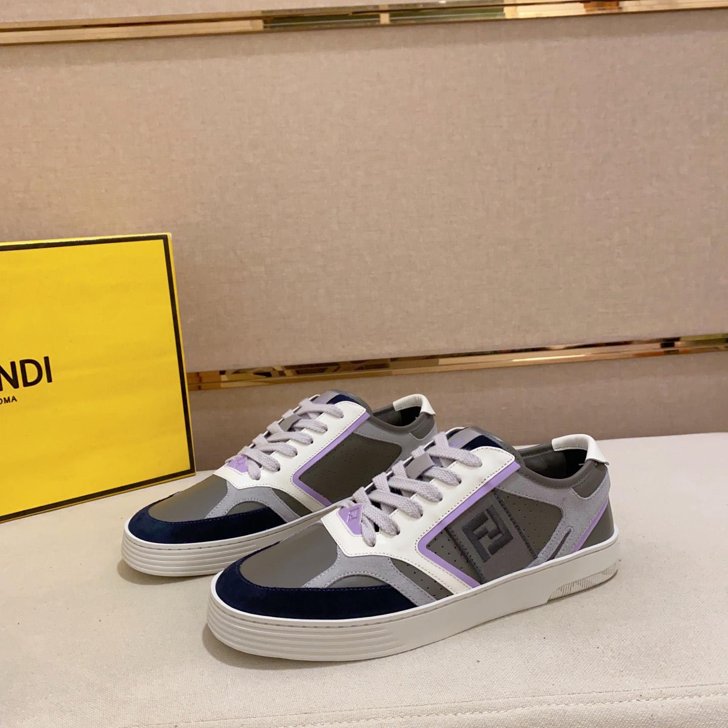 Fendi Step Gray Leather Low-tops Sneakers - DopestKickz