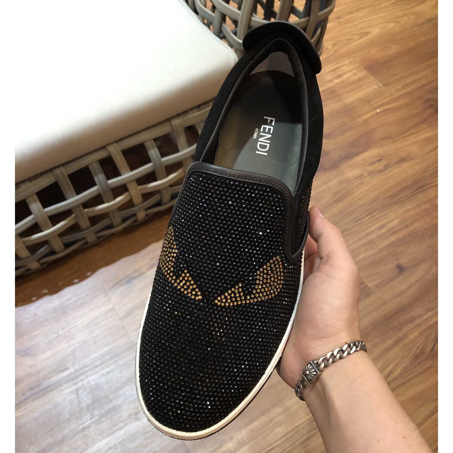 Fendi Men's Black Loafer Monster Eyes - DopestKickz