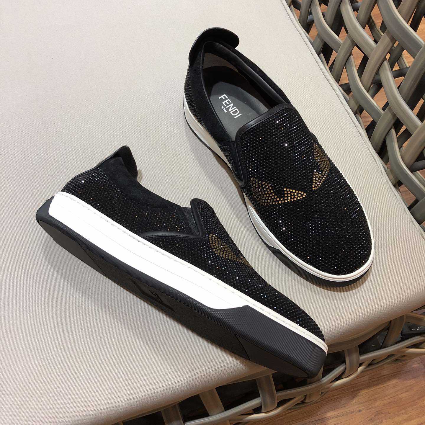 Fendi Men's Black Loafer Monster Eyes - DopestKickz