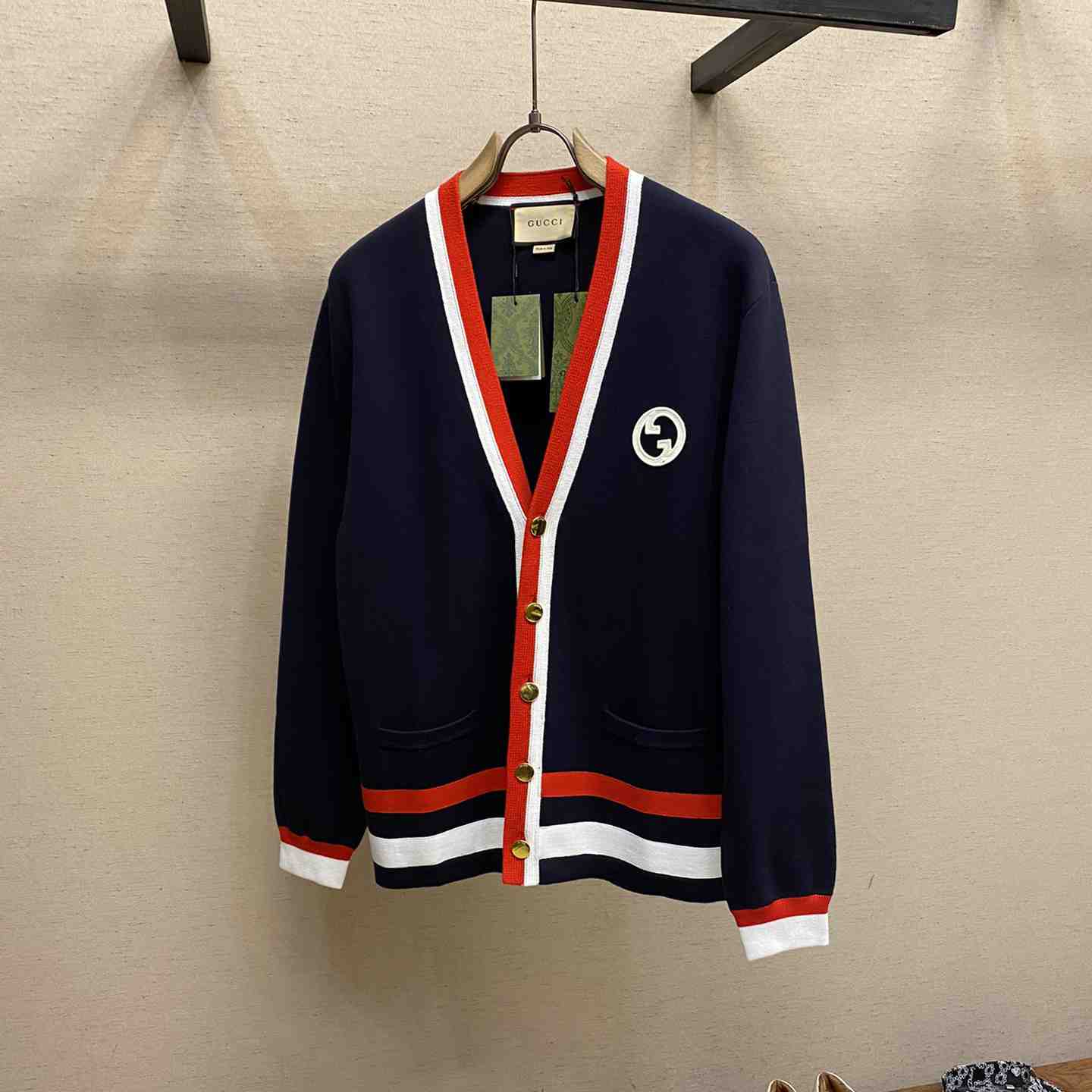 Gucci Knit Wool Cardigan With Patch - DopestKickz