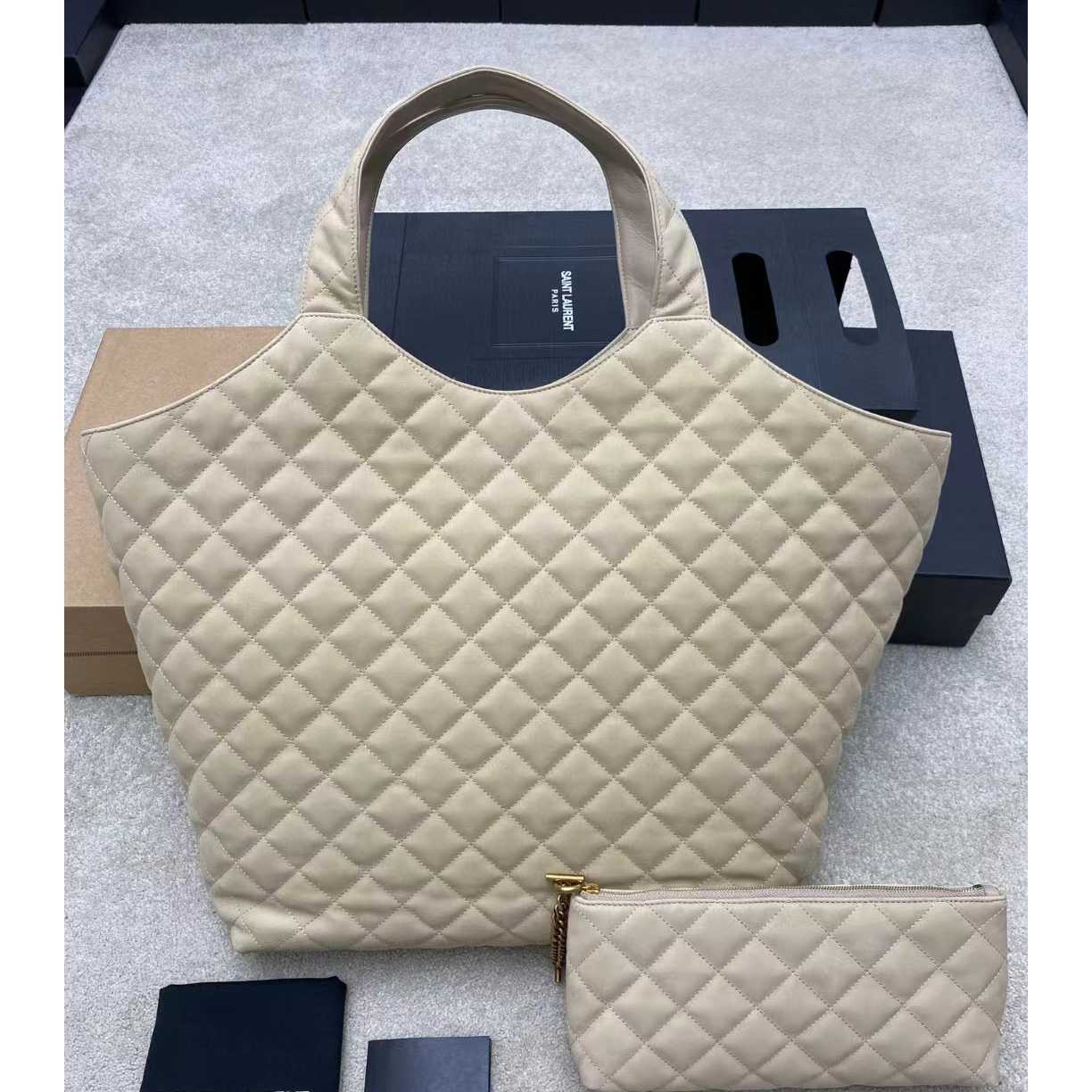 Saint Laurent Icare Extra large Embellished Quilted Leather Tote (58-34-8cm) - DopestKickz