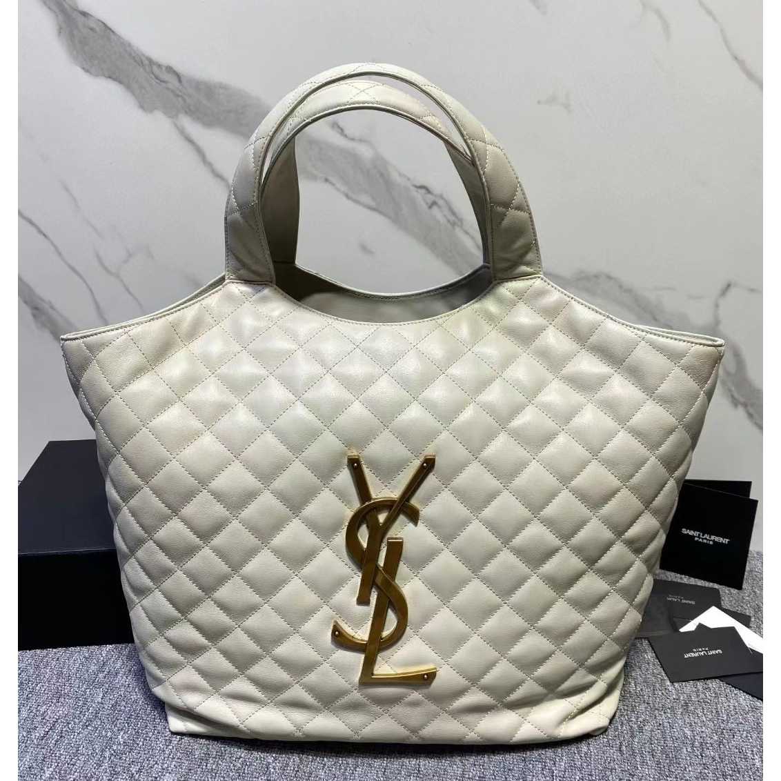 Saint Laurent Icare Extra large Embellished Quilted Leather Tote (58-34-8cm) - DopestKickz