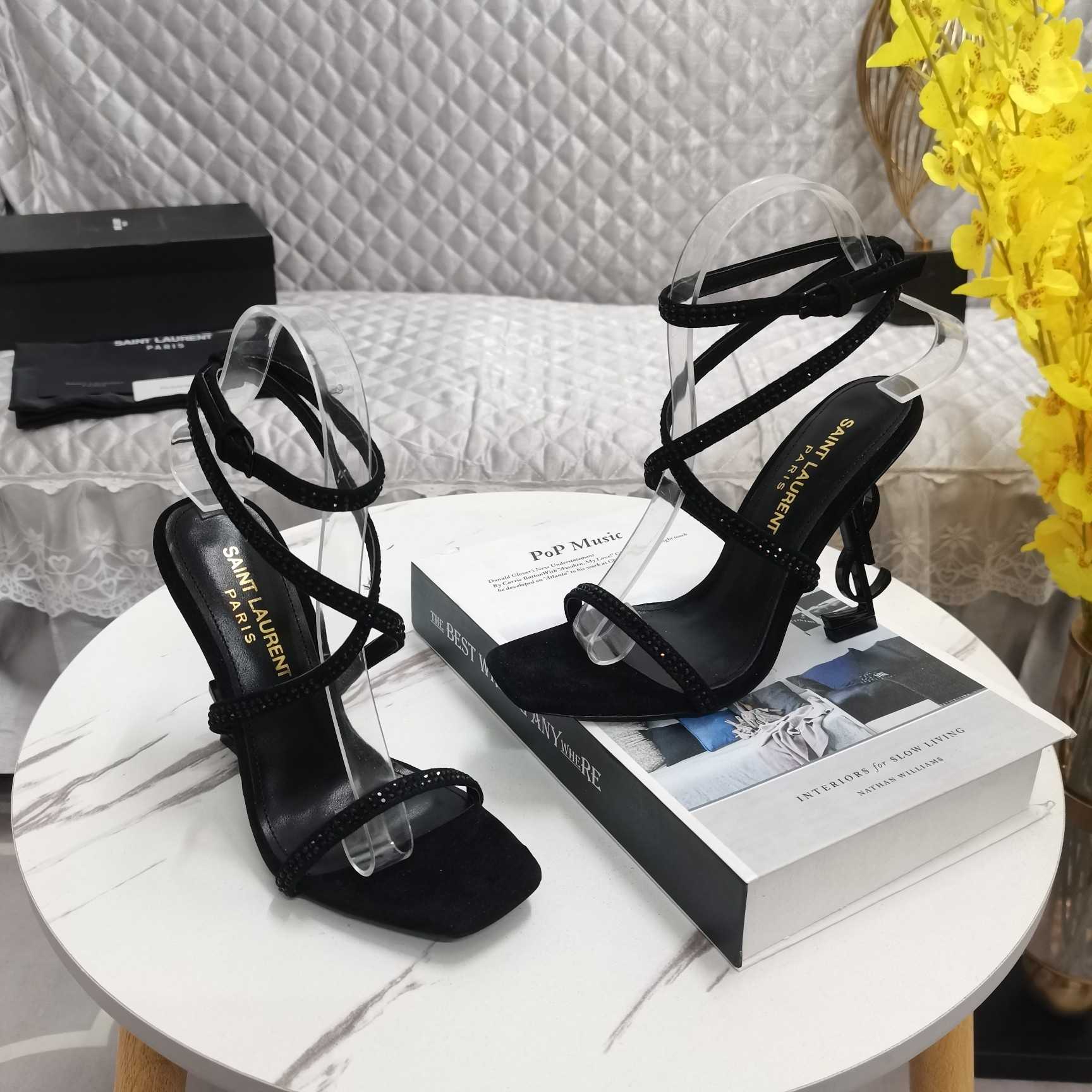 Saint Laurent Opyum Embellished Satin Sandals - DopestKickz