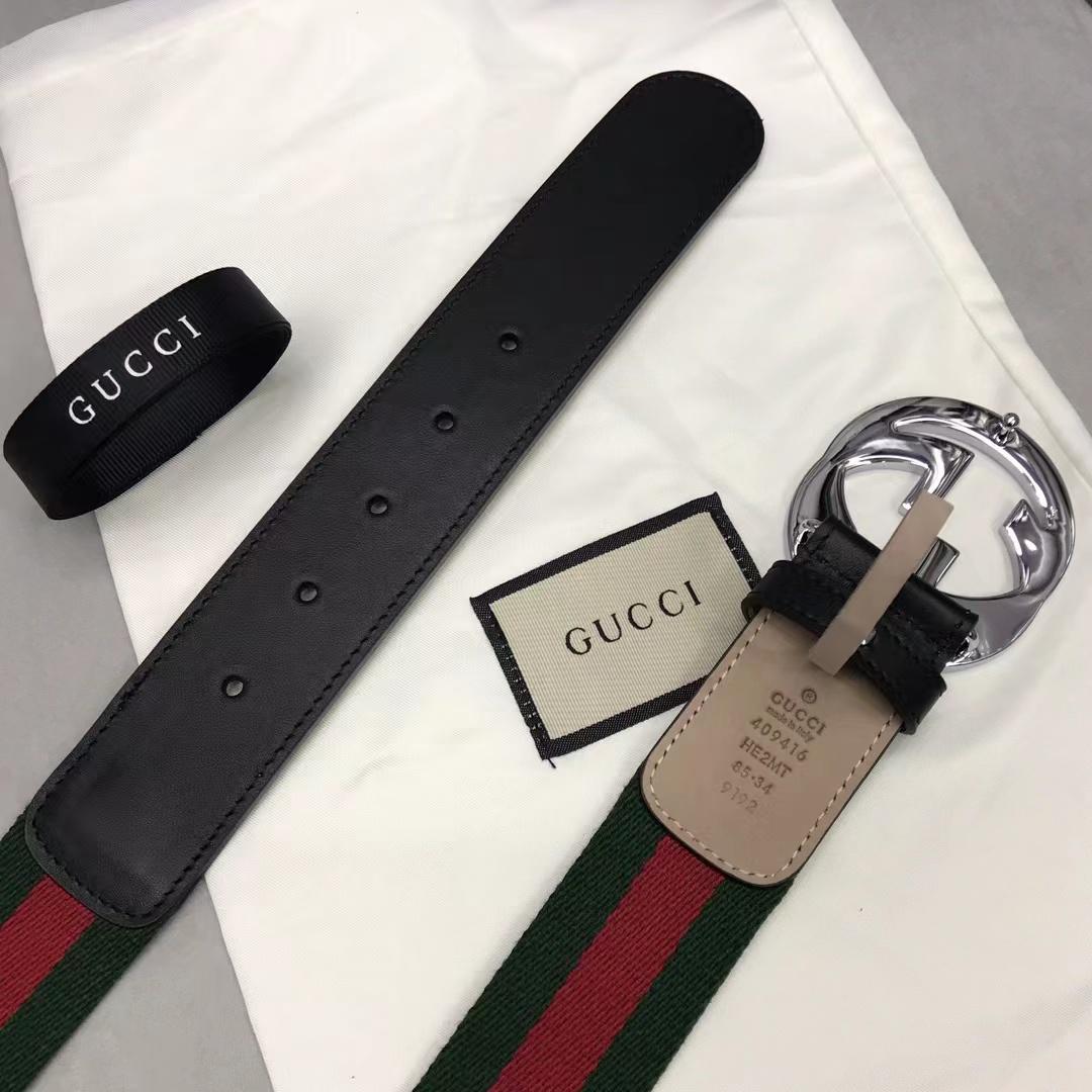 Gucci Web Belt With G Buckle - DopestKickz