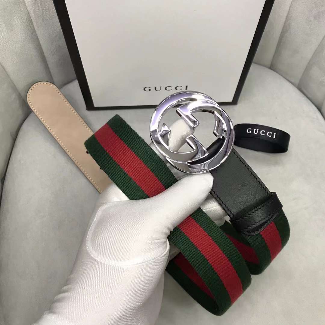 Gucci Web Belt With G Buckle - DopestKickz