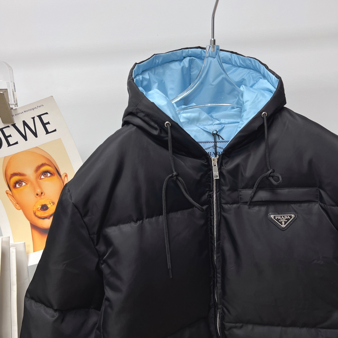 Prada Re-Nylon Gabardine Hooded Down Jacket - DopestKickz