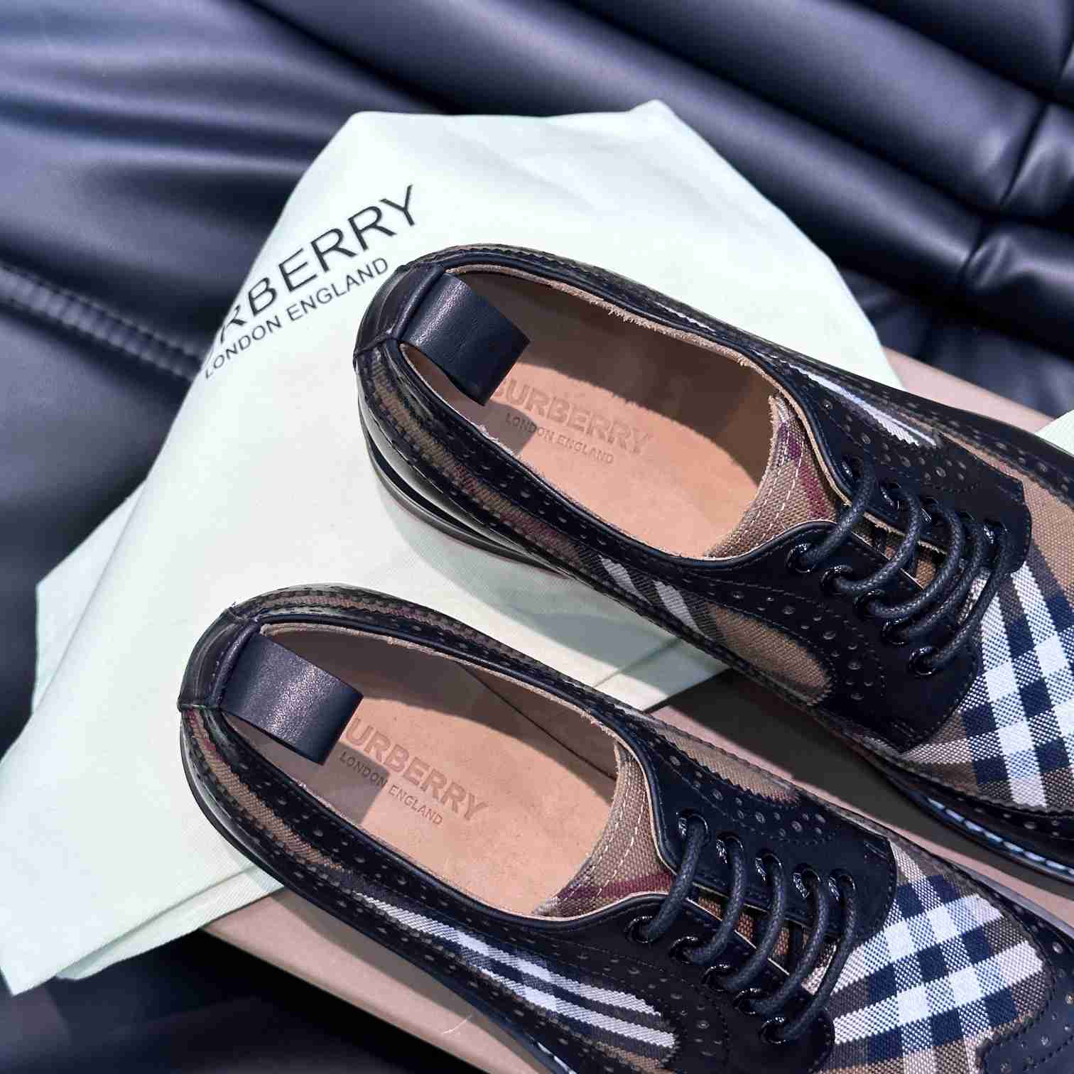 Burberry Vintage Check Paneled Derby Shoes - DopestKickz