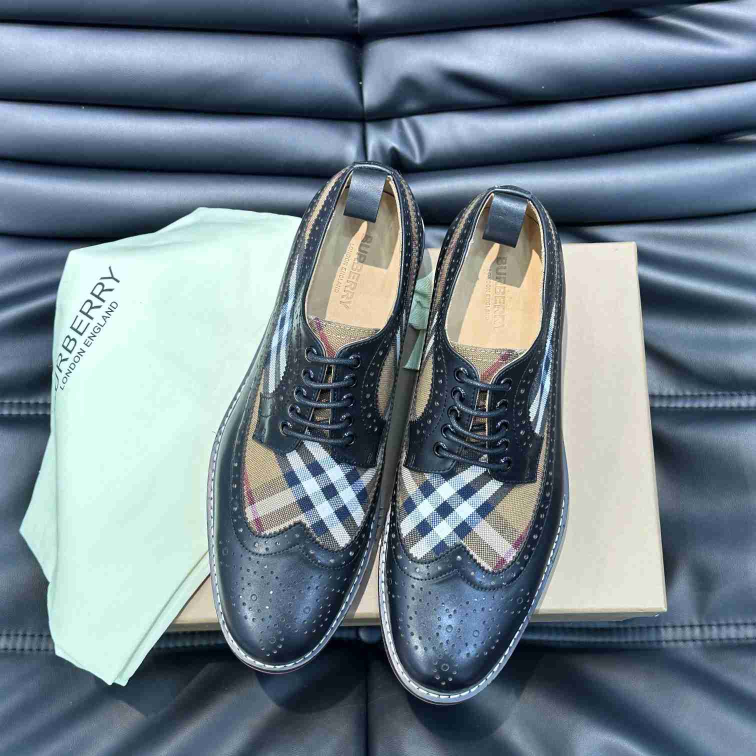 Burberry Vintage Check Paneled Derby Shoes - DopestKickz