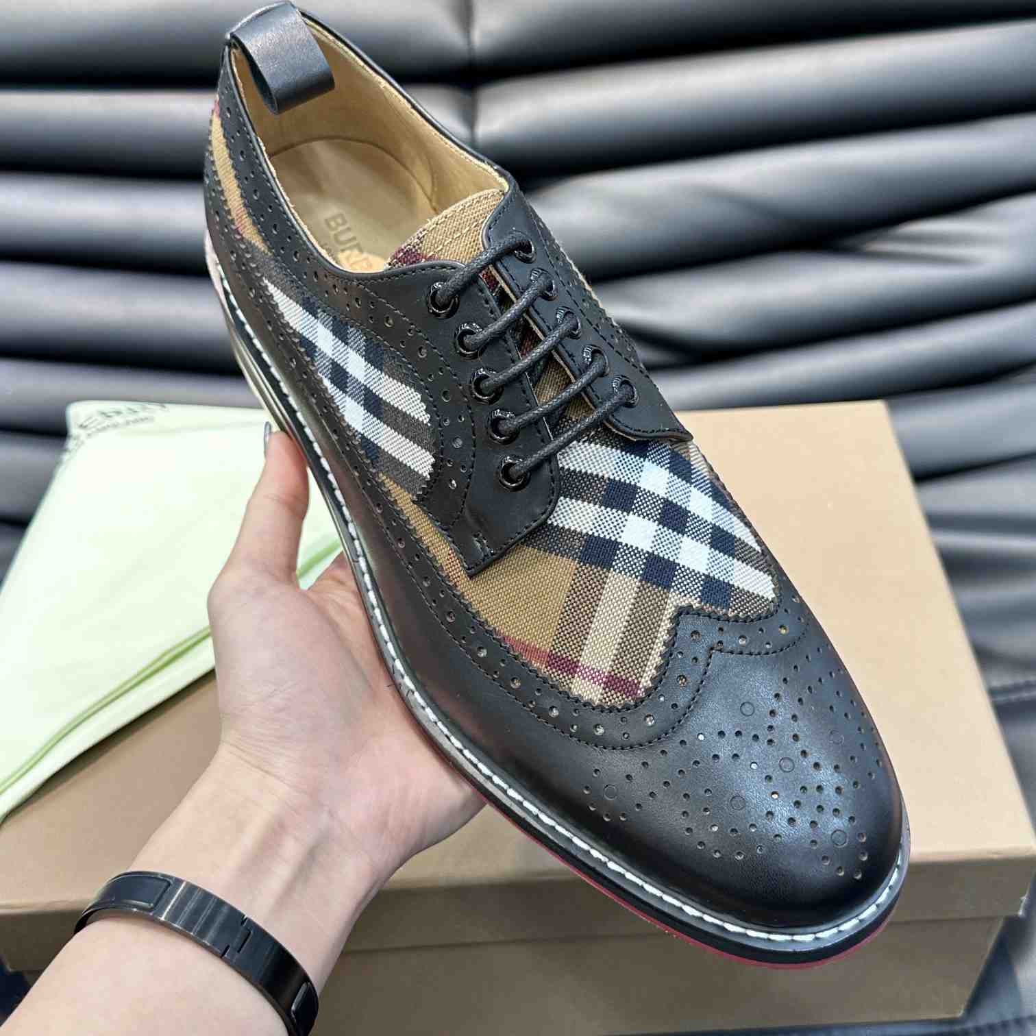 Burberry Vintage Check Paneled Derby Shoes - DopestKickz