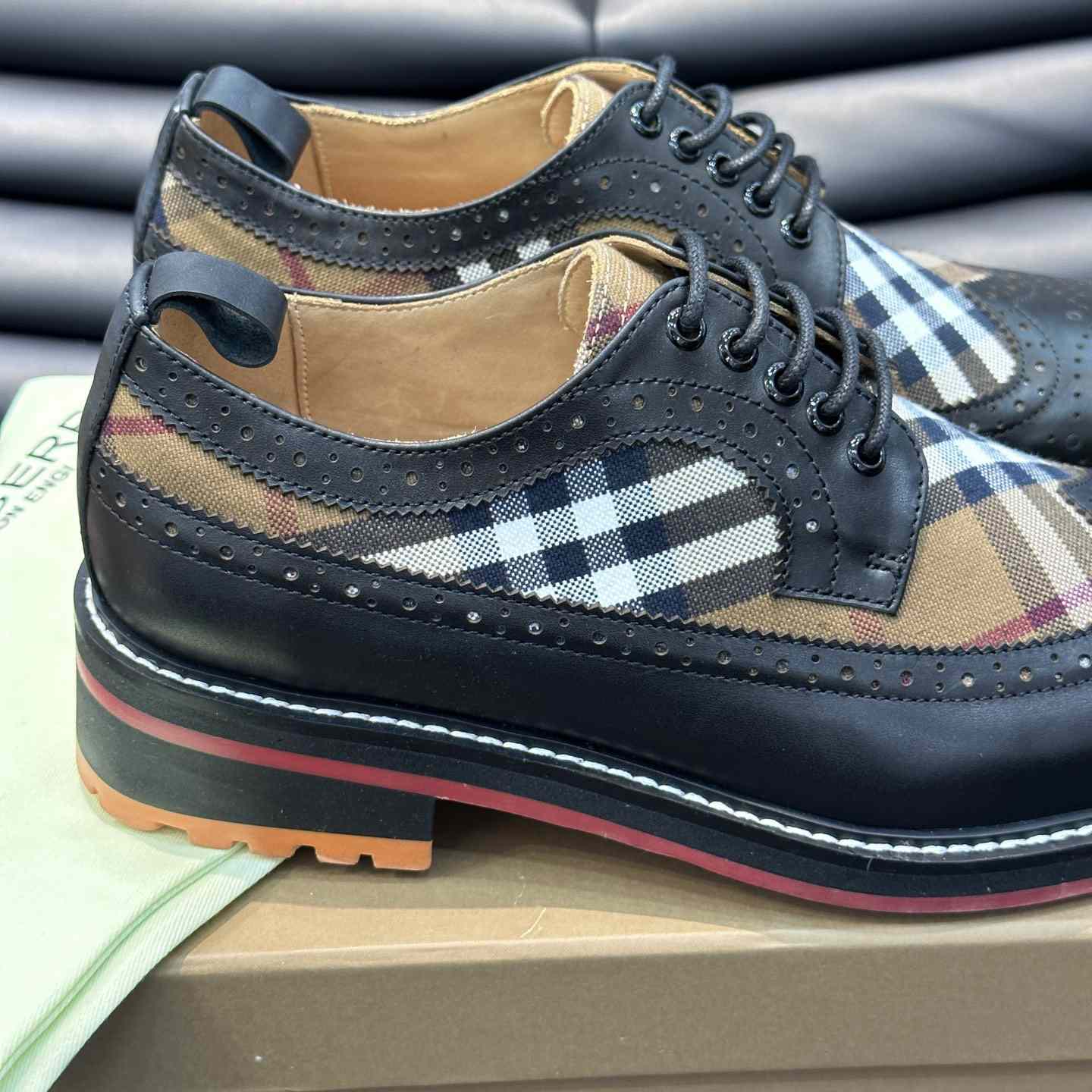 Burberry Vintage Check Paneled Derby Shoes - DopestKickz