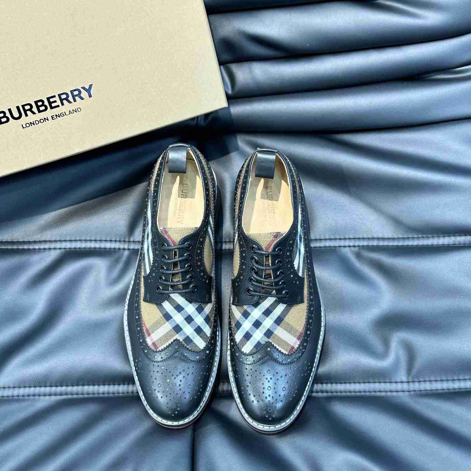 Burberry Vintage Check Paneled Derby Shoes - DopestKickz
