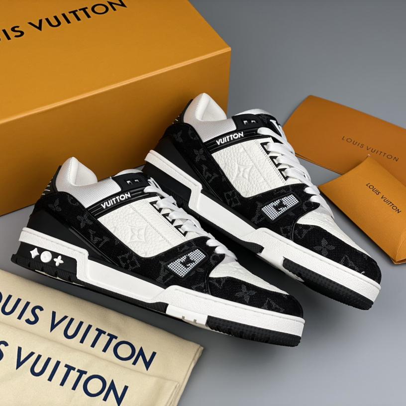 Louis Vuitton Trainer Sneaker In Blakc&White(Upon UK Size) - DopestKickz