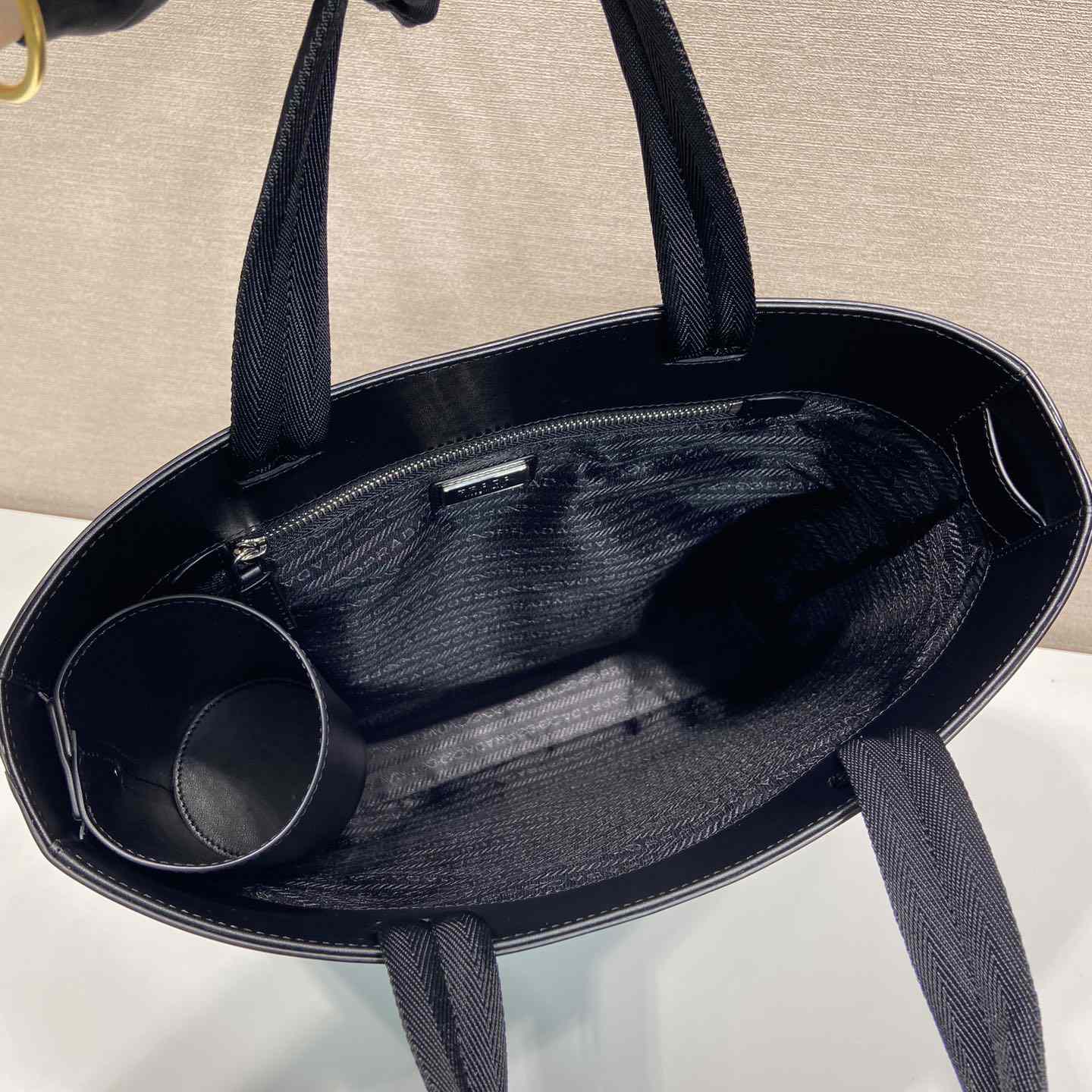 Prada Brushed Leather Tote Bag With Water Bottle - DopestKickz