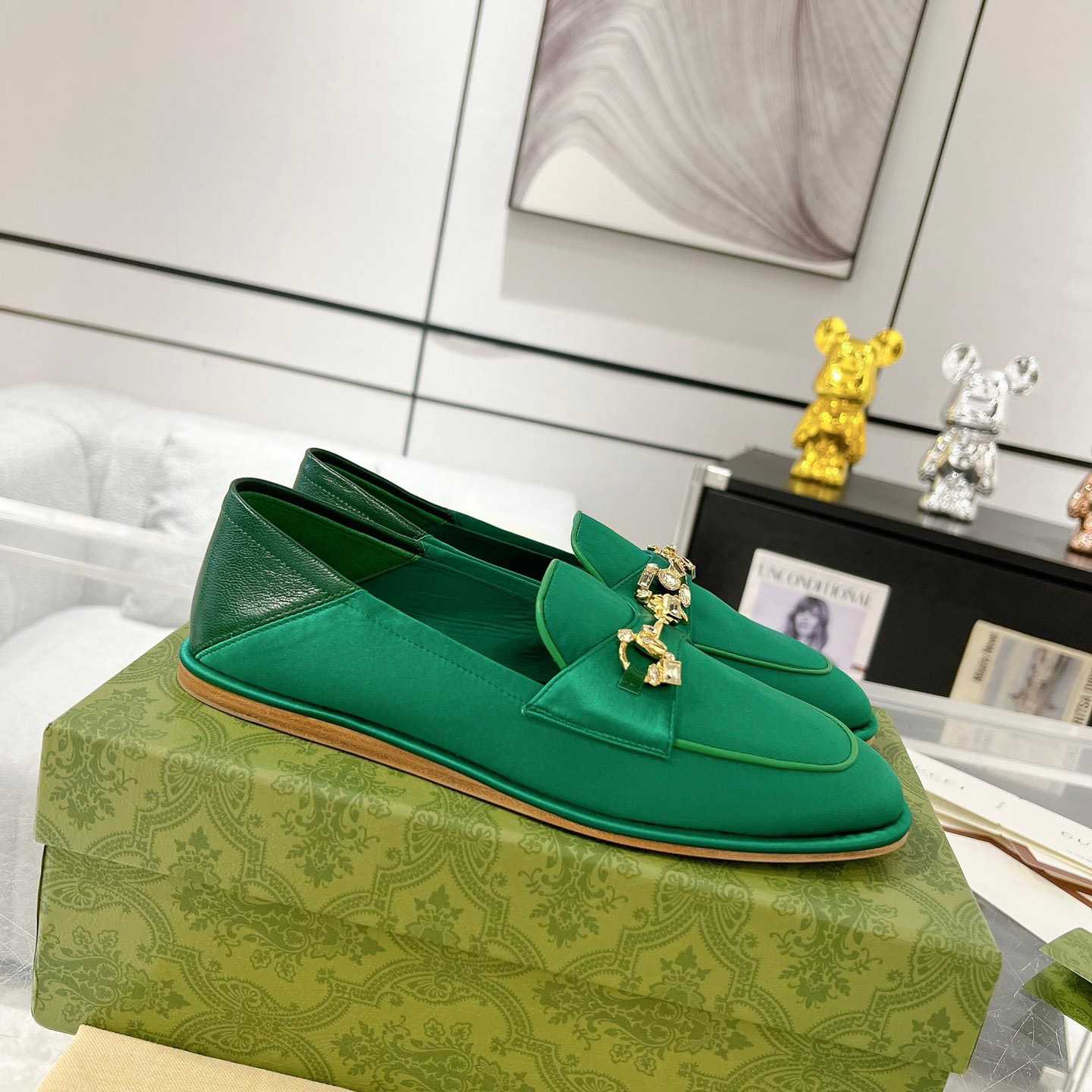 Gucci Women's Horsebit Loafer With Crystals - DopestKickz