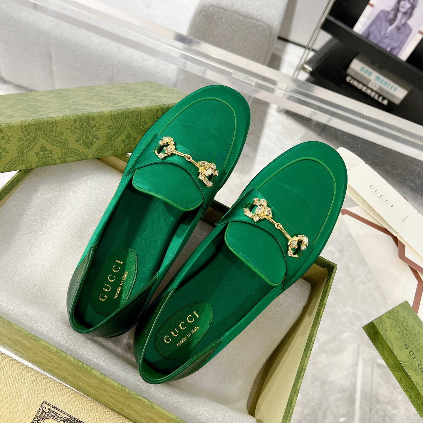 Gucci Women's Horsebit Loafer With Crystals - DopestKickz