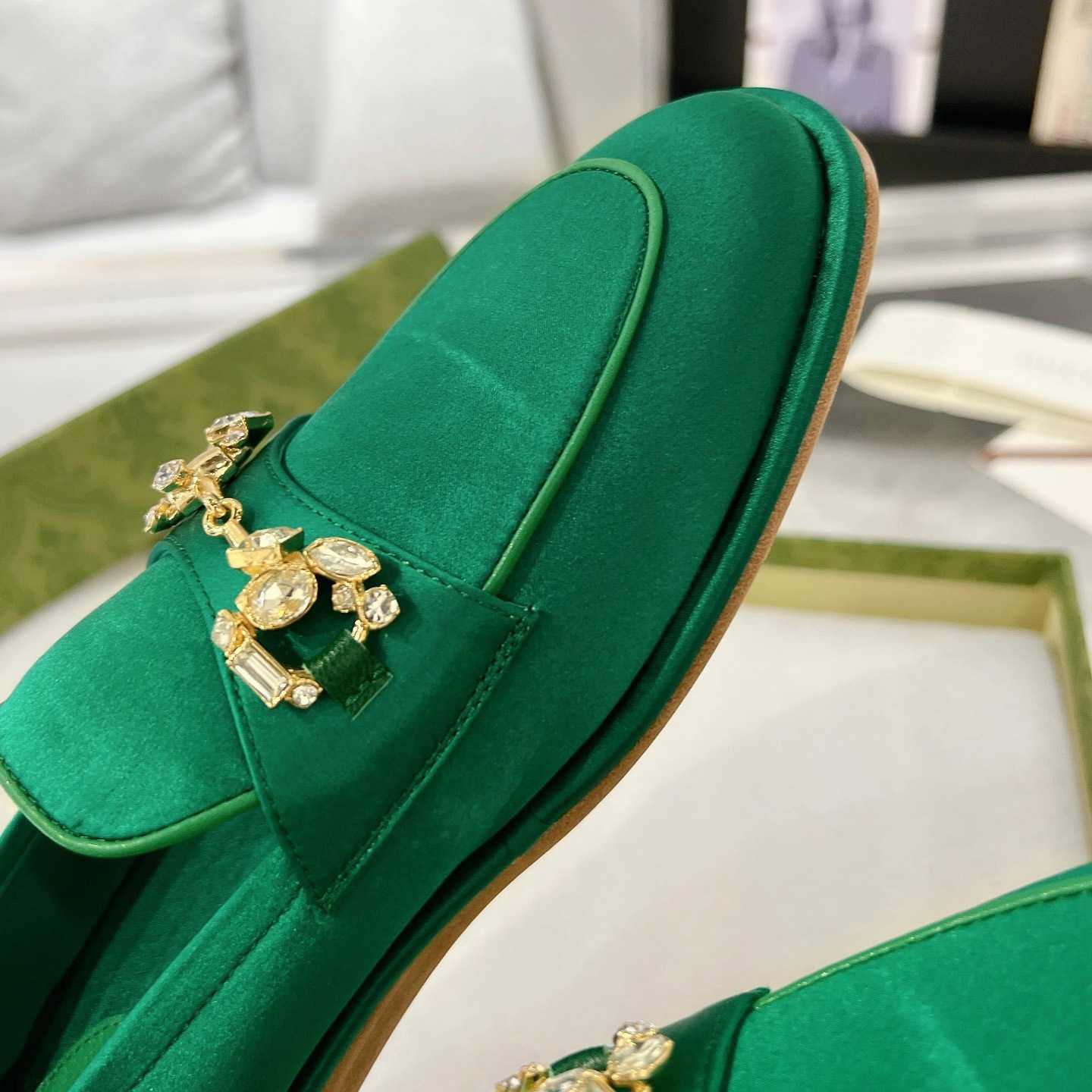 Gucci Women's Horsebit Loafer With Crystals - DopestKickz