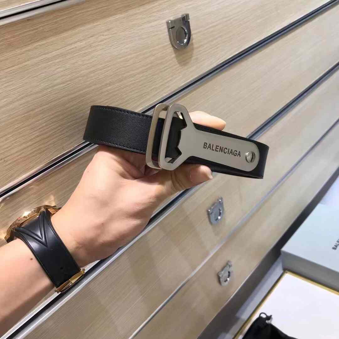 Balenciaga Bottle Opener D Ring Belt In Black - DopestKickz