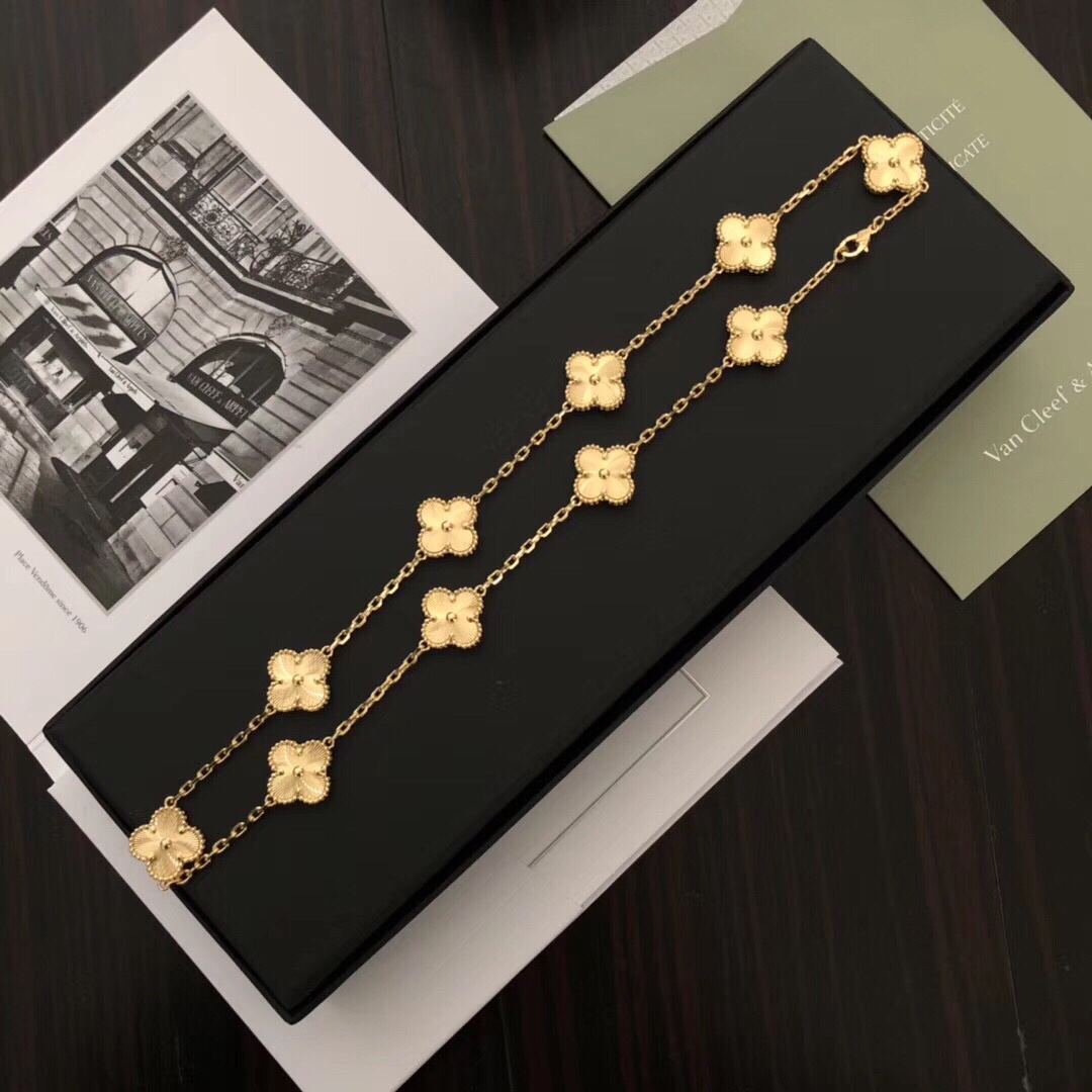 Van Cleef & Arpels Gold Alhambra Necklace - DopestKickz
