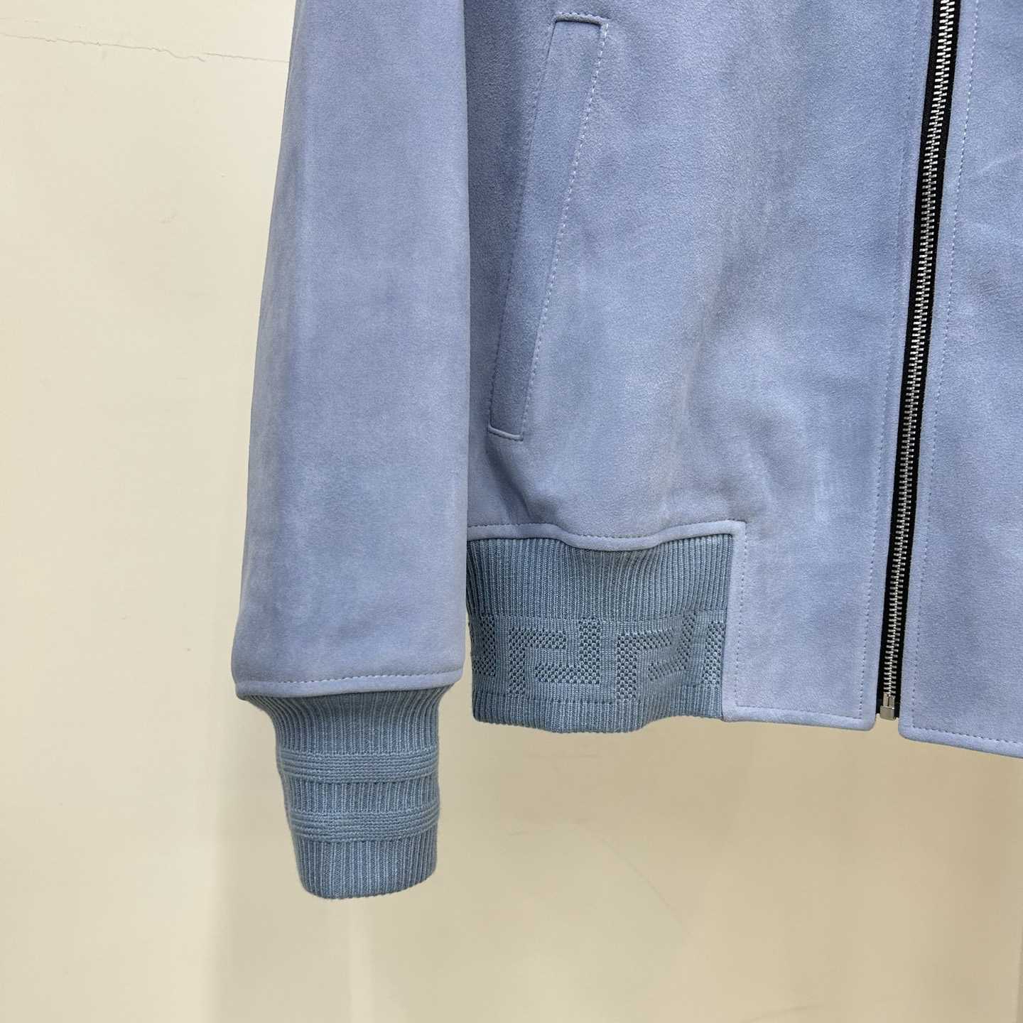 Versace Seashell Baroque Logo Suede Jacket - DopestKickz