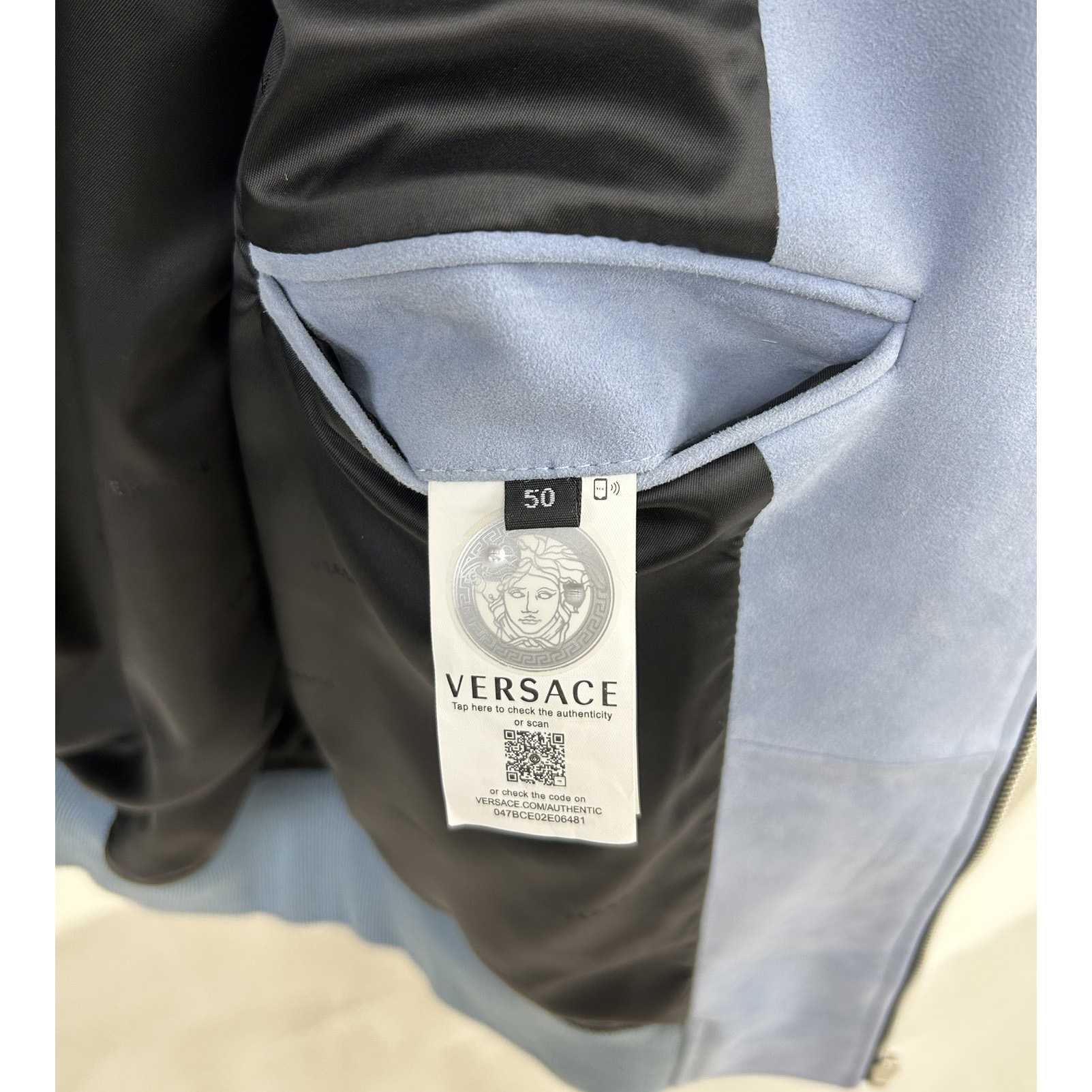 Versace Seashell Baroque Logo Suede Jacket - DopestKickz