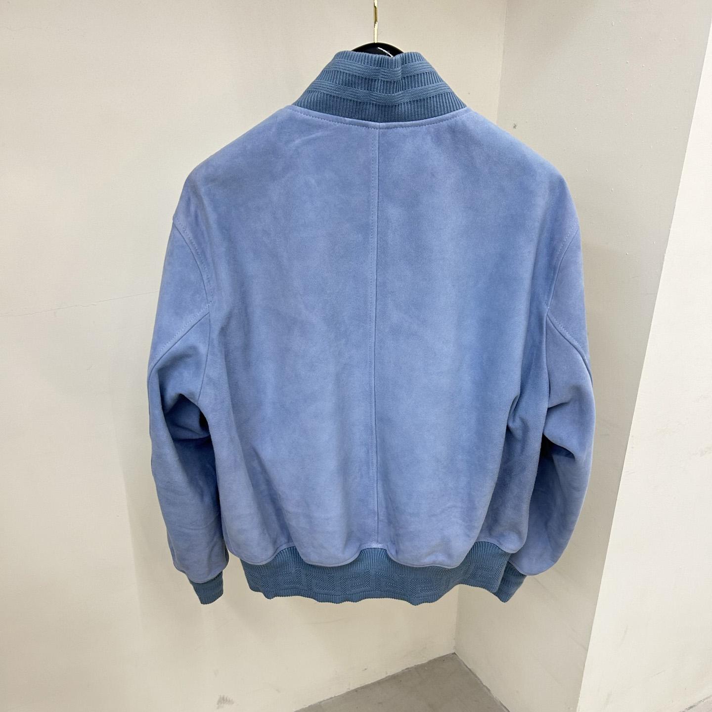 Versace Seashell Baroque Logo Suede Jacket - DopestKickz