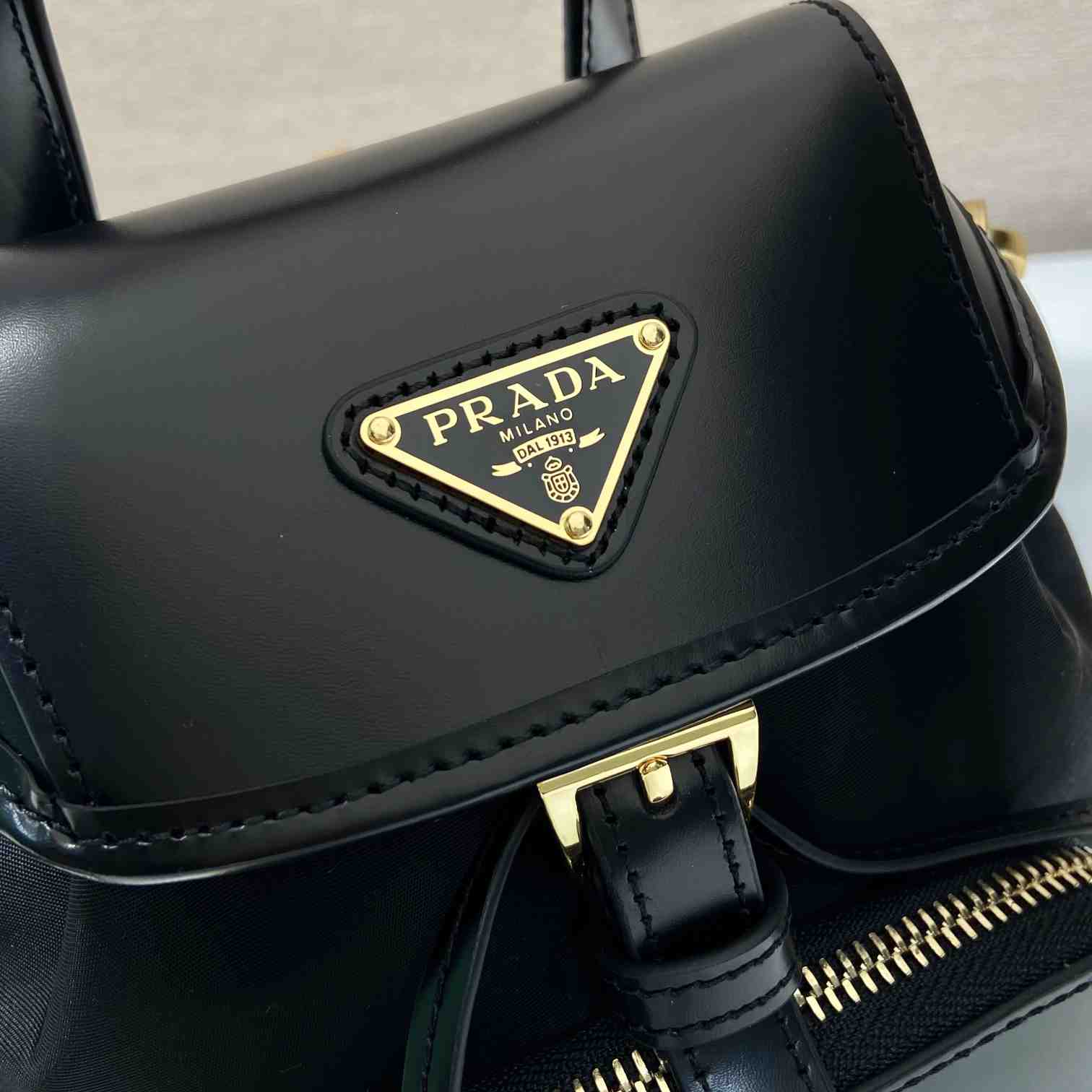 Prada Small Re-Nylon And Brushed Leather Backpack - DopestKickz