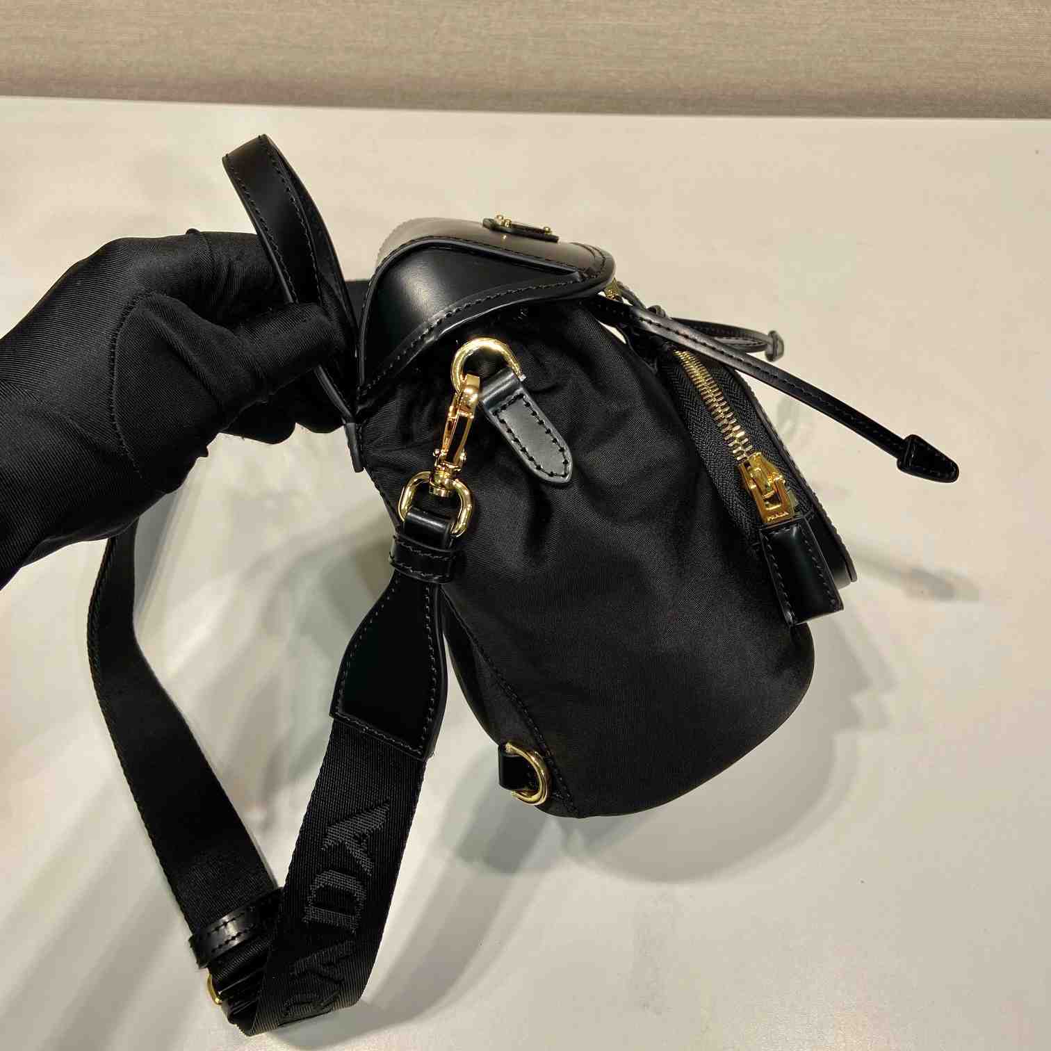 Prada Small Re-Nylon And Brushed Leather Backpack - DopestKickz