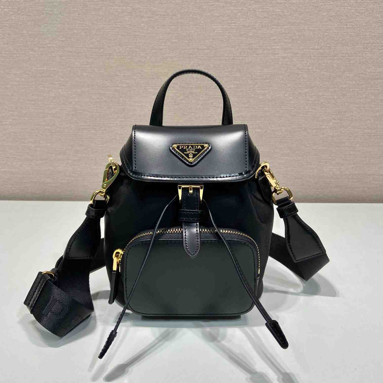 Prada Small Re-Nylon And Brushed Leather Backpack - DopestKickz