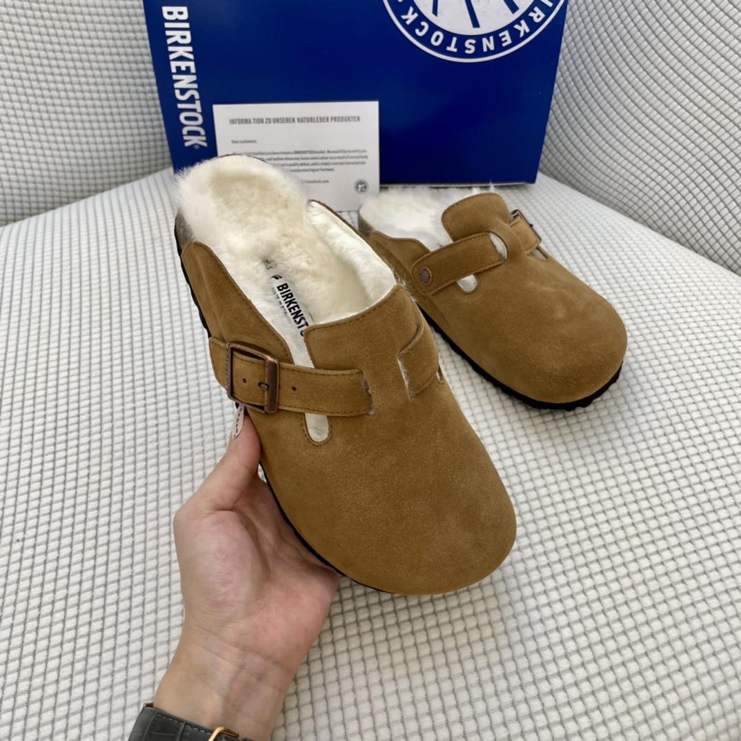 Birkenstock Suede Boston Clogs in Shearling - DopestKickz