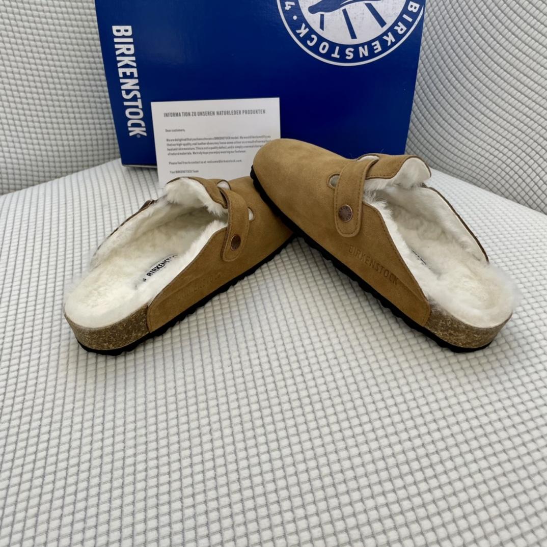 Birkenstock Suede Boston Clogs in Shearling - DopestKickz