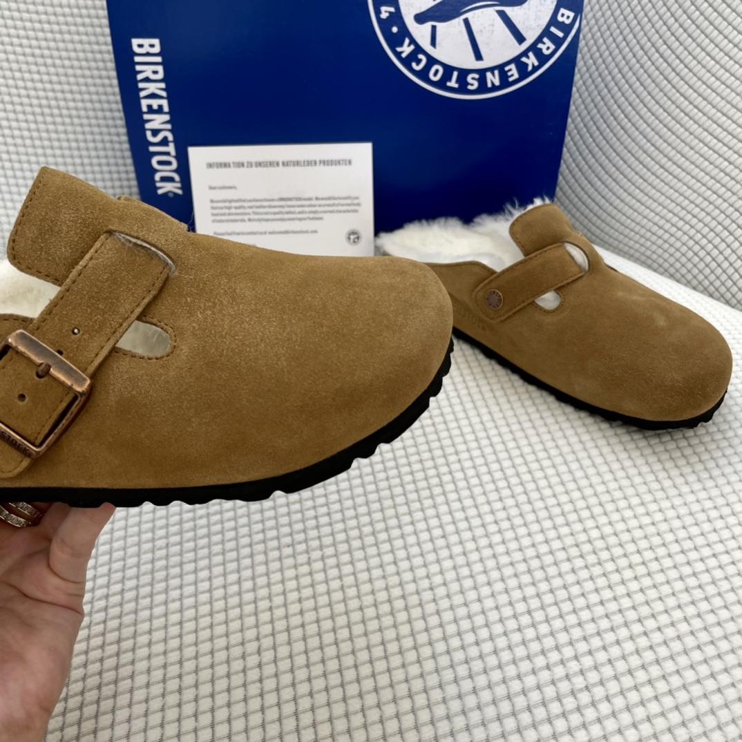 Birkenstock Suede Boston Clogs in Shearling - DopestKickz