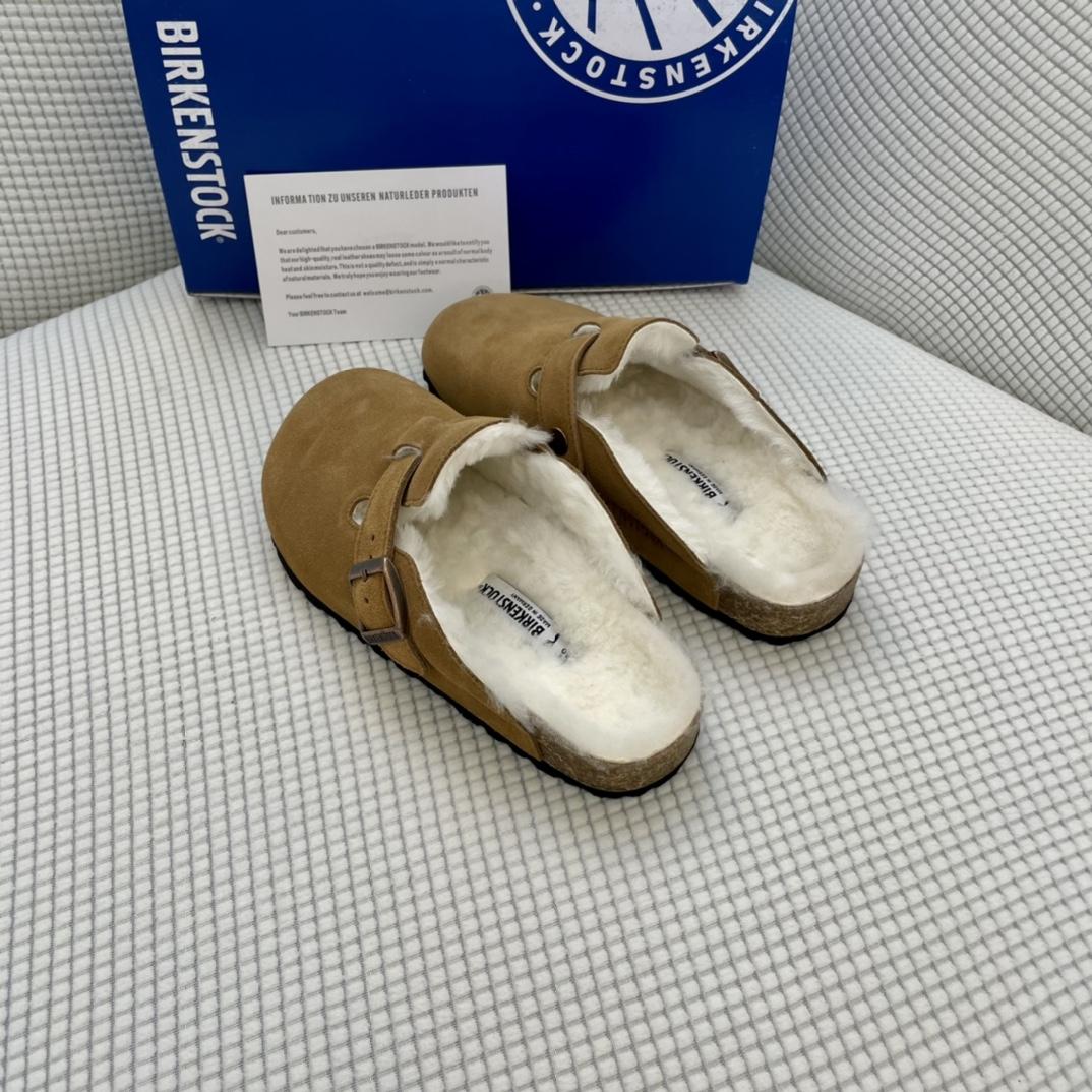 Birkenstock Suede Boston Clogs in Shearling - DopestKickz