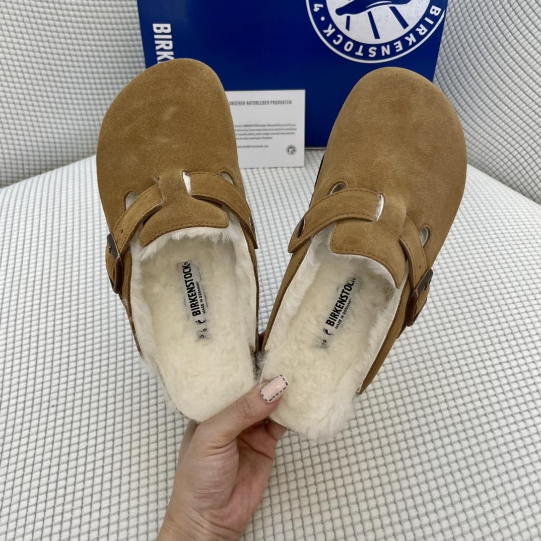Birkenstock Suede Boston Clogs in Shearling - DopestKickz
