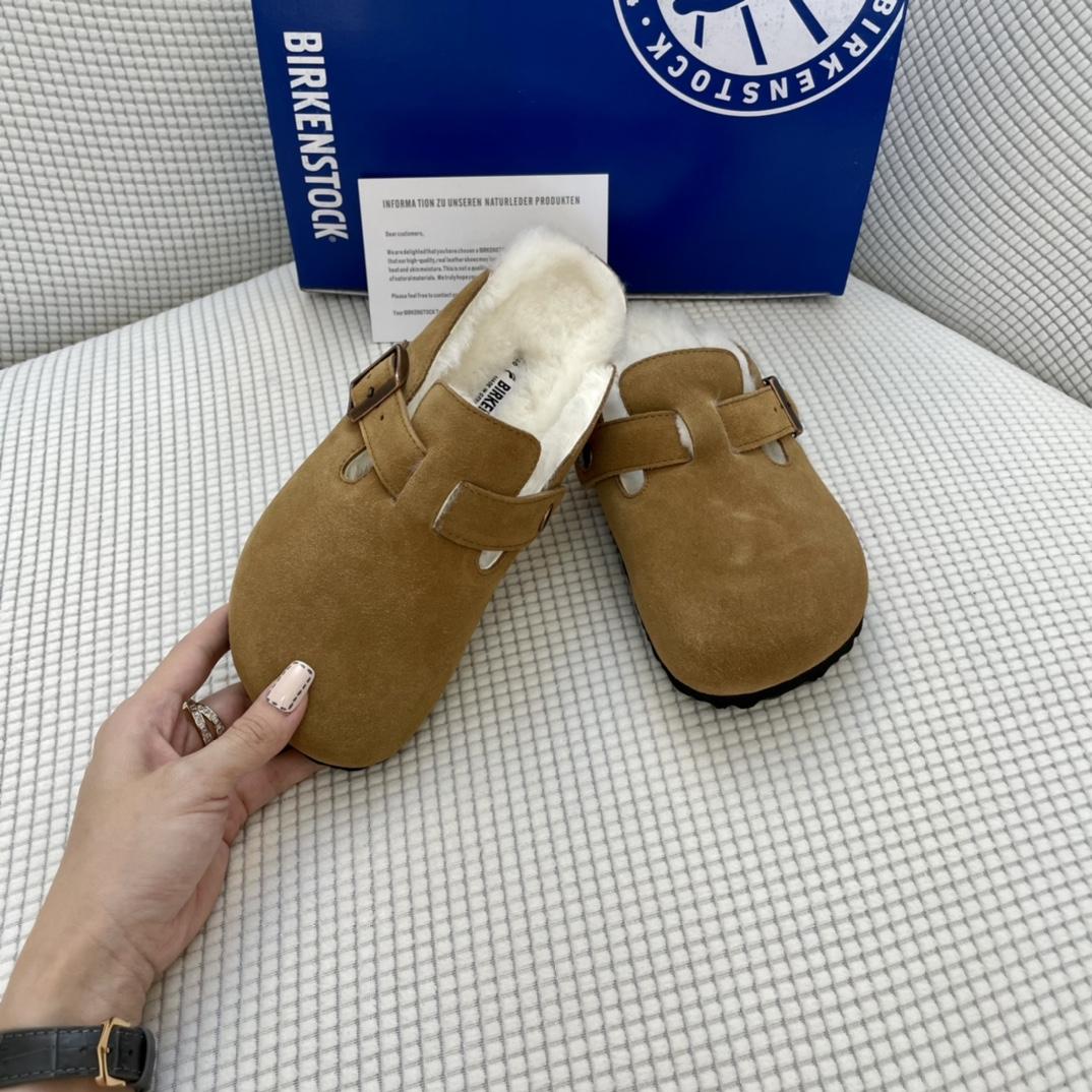 Birkenstock Suede Boston Clogs in Shearling - DopestKickz