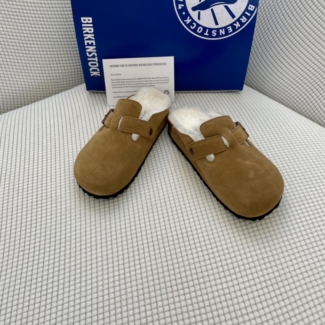 Birkenstock Suede Boston Clogs in Shearling - DopestKickz