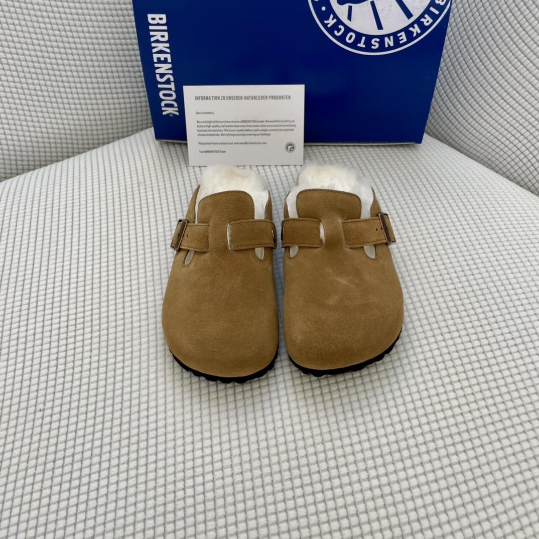 Birkenstock Suede Boston Clogs in Shearling - DopestKickz