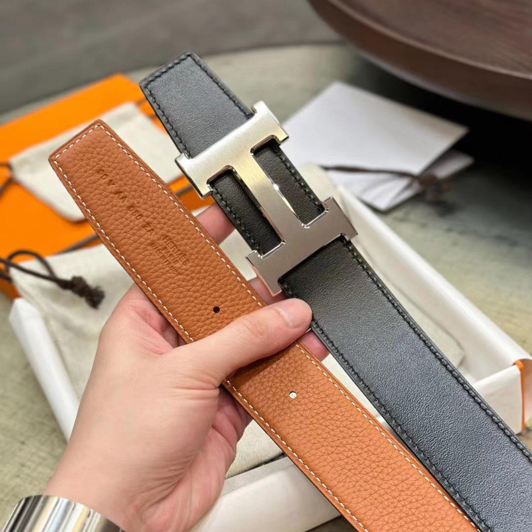 Hermes H Belt Buckle & Reversible Leather Strap - DopestKickz