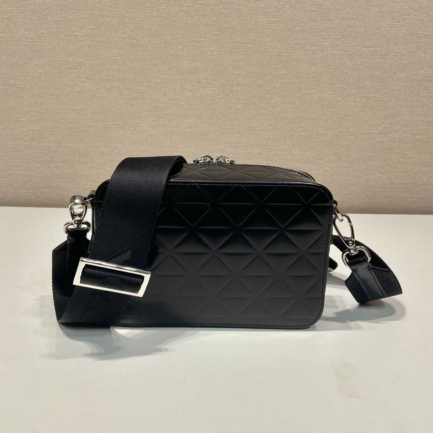 Prada Brique Brushed Leather Bag With Triangle Motif - DopestKickz